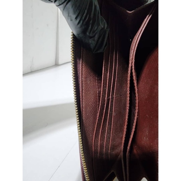 Authentic PRADA Saffiano Metal Zip Around Wallet Wine - Picture 12 of 14